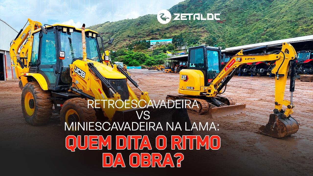 Retroescavadeira ou miniescavadeira na lama: qual escolher para sua obra?